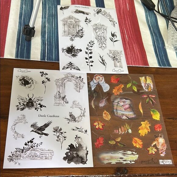 Cora Crea crafts Dark Garden Sticker Set bundle of 3 sheets - Picture 1 of 4